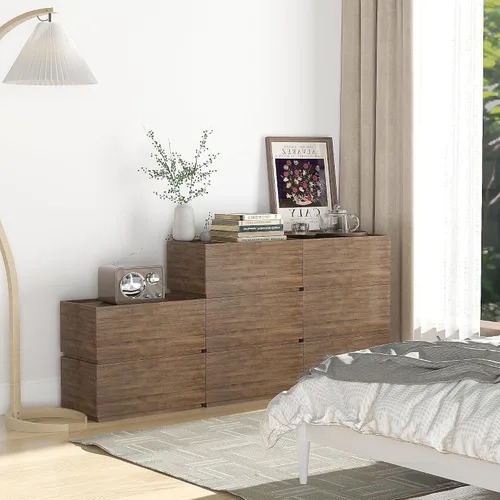 Miniatura 8 de woodtalks Cómoda apilable de 1 cajón, cómoda multiusos para dormitorio, armario de almacenamiento para entrada, mesita de noche, sofá junto a
