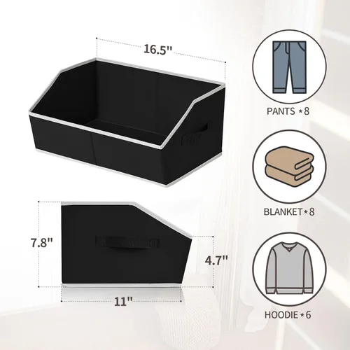 Miniatura 6 de Homsorout Organizador trapezoidal para armario, cestas grandes para organizar, caja de almacenamiento de tela para estantes, cubos de almacenamiento