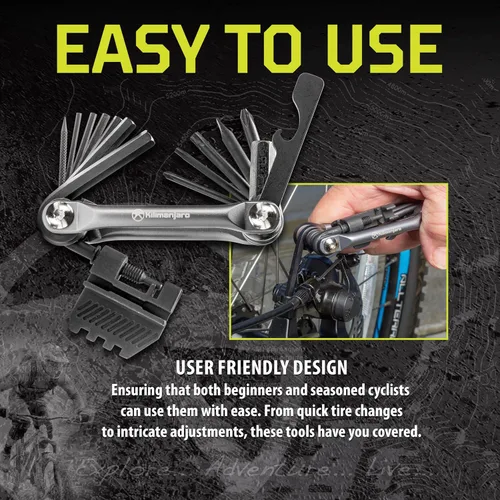 Miniatura 3 de Kilimanjaro - Kit de 40 piezas de bomba de bicicleta y herramientas de reparación – 19 en 1 multiherramienta plegable, mini bomba de neumáticos