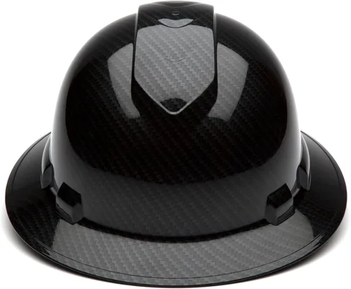 Miniatura 2 de Pyramex Ridgeline - Casco duro de ala completa con trinquete de 4 puntos, patrón de grafito negro brillante