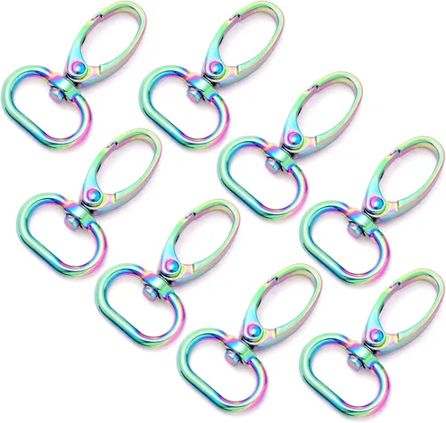 Miniatura 9 de Ganchos giratorios de metal arcoíris con anillos en D arcoíris y hebillas deslizantes para bolso de arco iris Tri-Glides 1.496 in Rainbow Swivel