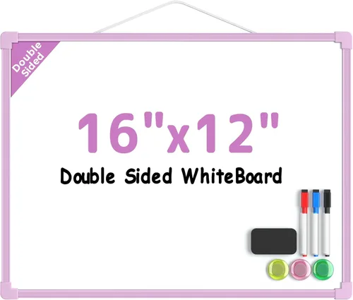 Miniatura 13 de MaxGear Pizarra de borrado en seco de doble cara, mini pizarra blanca colgante de 14 x 11 pulgadas, pequeña pizarra blanca con 3 marcadores