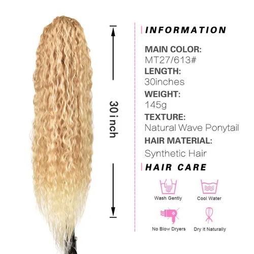 Miniatura 2 de BHF Extensiones de cola de caballo orgánicas de 32 pulgadas + 30 pulgadas, con cordón negro, extensiones de cabello extralargas con clip para mujer