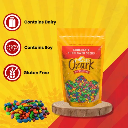 Miniatura 3 de OZARK NUT ROASTERS: Semillas de girasol de chocolate, aperitivos cubiertos de chocolate, semillas de girasol confitadas gourmet de clase mundial
