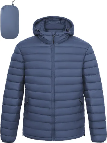 Miniatura 8 de Chaqueta acolchada ligera y plegable para hombre, con capucha, aislada, resistente al agua, para esquí, senderismo, viajes
