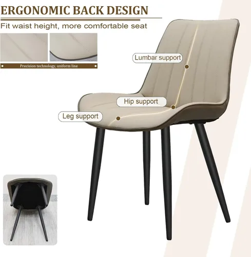 Miniatura 4 de Juego de sillas de comedor AmoUnico, silla de comedor moderna, sillas de comedor de cuero, sillas de cocina con tapizado de cuero sintético