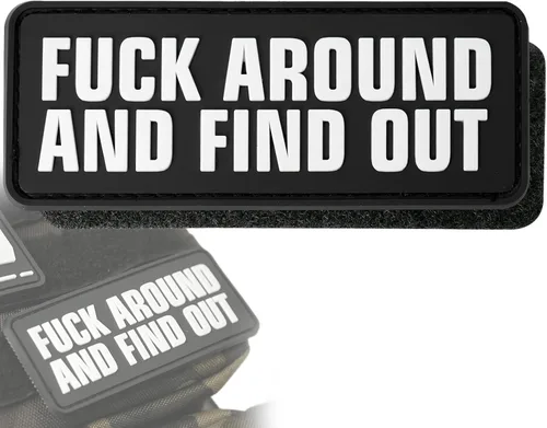 OCQOTAT Fuck Around and Find Out - Divertido parche de PVC moral, protegido por F Around y descubra los parches tácticos para mochilas, gorra, Negro