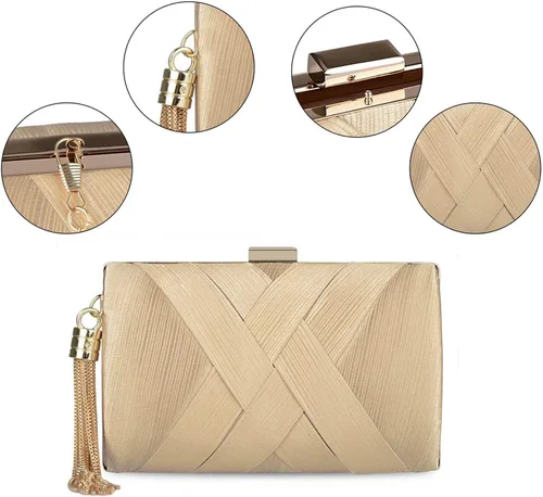 Miniatura 28 de Elegante bolso de noche con borlas para mujer, bolso de mano para novia, boda, graduación, noche, fiesta