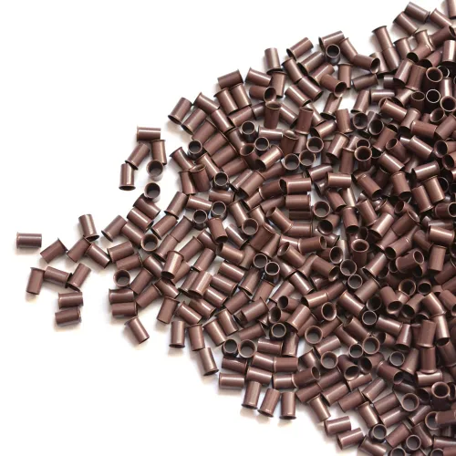 Miniatura 4 de 1000 piezas Flare Euro Lock - Tubos de cobre con micro anillos para extensiones de cabello humano con punta I de 0.134 x 0.118 x 0.236 in (marrón)