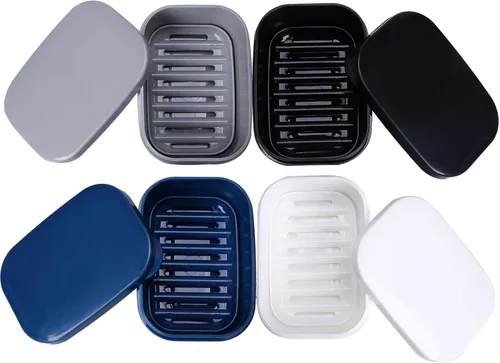 4 recipientes de jabón de viaje, caja de jabón portátil, funda de jabón a prueba de fugas, soporte de barra de jabón de plástico, camping, baño,