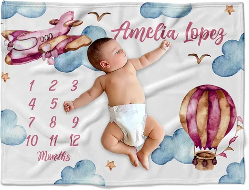 Miniatura 19 de Manta de bebé de avión personalizada, manta de bebé con nombre, manta de bebé con nombre, manta de bebé niño, manta de bebé con monograma, manta