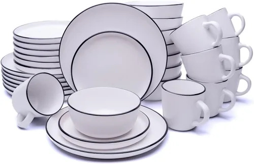 Miniatura 14 de MÜLLERHEIM 903 Minimalist Collection - Juego de vajilla de cerámica contemporánea de 16 piezas para 4, platos y cuencos de arándanos, juego