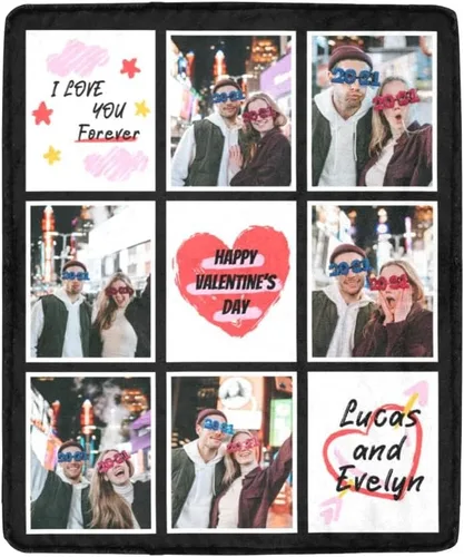 Miniatura 8 de HUGLAZY Manta personalizada con texto fotográfico, manta de franela personalizada para cumpleaños, Navidad, boda, día de San Valentín