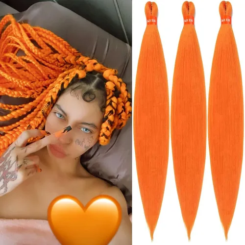 Miniatura 50 de Cabello trenzado preestirado ombré, extensiones de cabello trenzado sedoso, sin picazón, trenzas de cabello trenzado de ganchillo con textura Yaki