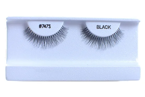100 pares de pestañas postizas 100% cabello humano negro natural #747S Negro-747S