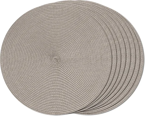 Miniatura 12 de FunWheat Juego de 6 manteles individuales redondos trenzados para mesas de comedor, tejidos, lavables, antideslizantes, de 15 pulgadas