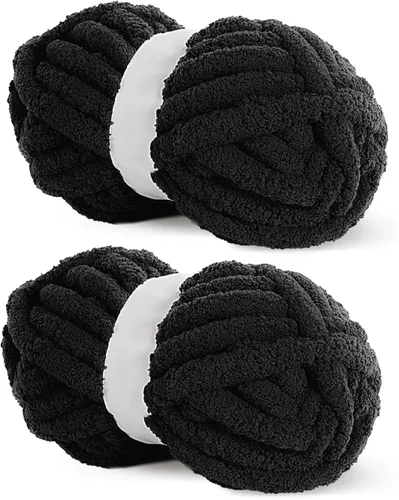 Miniatura 22 de HOMBYS Hilo de Chenille Grueso Carbón para Crochet, Hilo Grueso Espeso y Esponjoso para Tejer, Hilo Súper Grueso para Tejer Mantas a Mano, Hilo