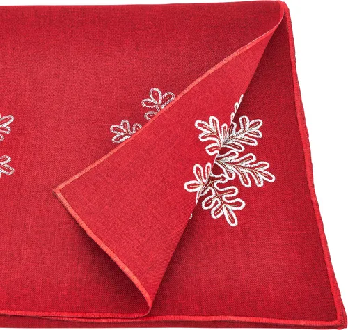 Miniatura 2 de Saro Lifestyle Camino de mesa bordado con diseño de copo de nieve, rojo, 16 x 108 pulgadas