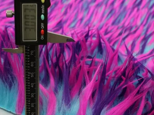 Miniatura 4 de Tela de piel sintética de pelo largo, 3 tonos, color turquesa, morado, fucsia, 60 pulgadas de ancho, vendido por yarda