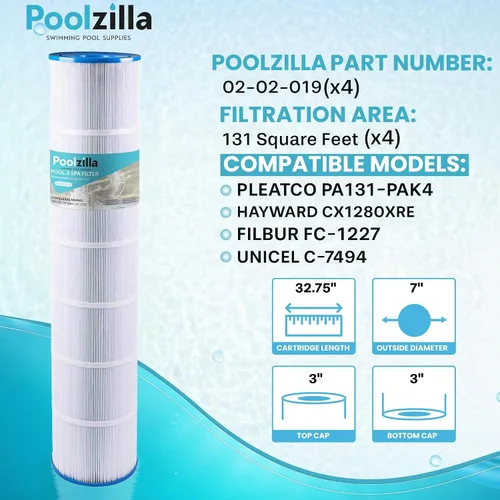 Miniatura 2 de Poolzilla Paquete de 4 cartuchos de filtro de piscina, compatible con PLF131A, Pleatco PA131-PAK4, Hayward CX1280XRE, SwimClear C5020 Unicel C-7494
