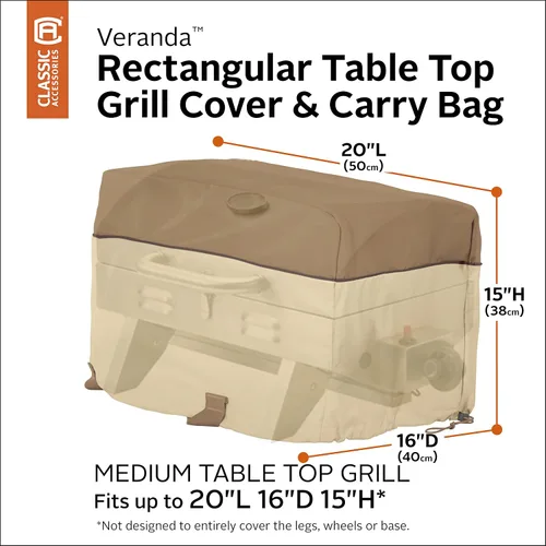 Miniatura 2 de Classic Accessories Veranda - Cubierta rectangular resistente al agua para parrilla de mesa de 20 pulgadas