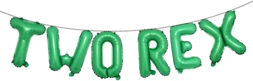 Miniatura 8 de TWO REX - Decoraciones de fiesta de 2º cumpleaños de dinosaurio, globo de letra, suministros (L TWO REX dorado)
