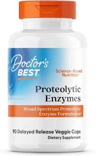 Doctor's Best Enzimas proteolíticas, formulación de enzimas proteolíticas de amplio espectro, sin OMG, vegetariano 90 cápsulas vegetarianas de