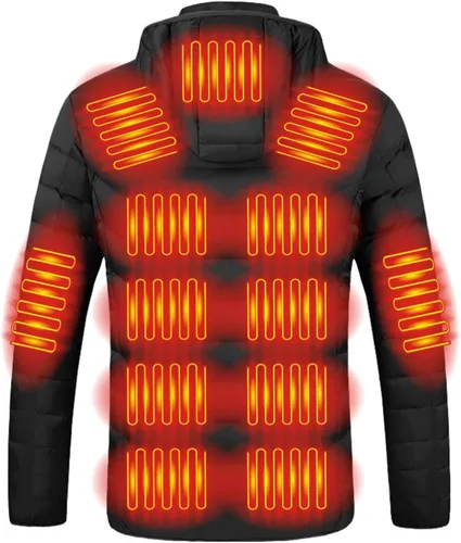 Miniatura 4 de Chaqueta térmica de manga larga para hombre y mujer, abrigo de calentamiento USB cálido con capucha, abrigo de plumón resistente al viento