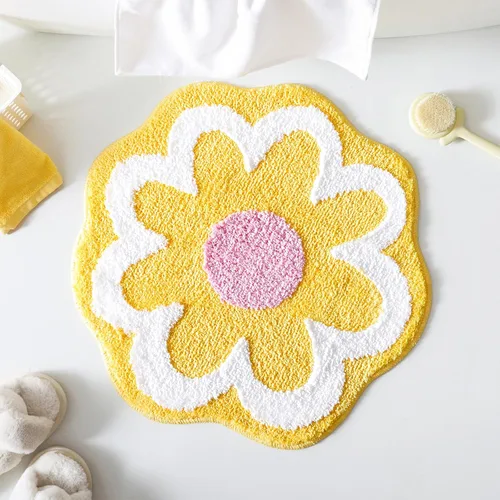 Miniatura 9 de TRUEDAYS Alfombra de baño de flores verdes para suelo de baño, pequeña alfombra de baño antideslizante de absorción de agua, alfombra de baño ultra