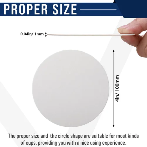 Miniatura 3 de TaoBary 400 Piezas Posavasos Desechables de Papel a Granel 1MM, 4 Pulgadas Posavasos Redondos de Cartón en Blanco para Bar Bebidas Manualidades DIY