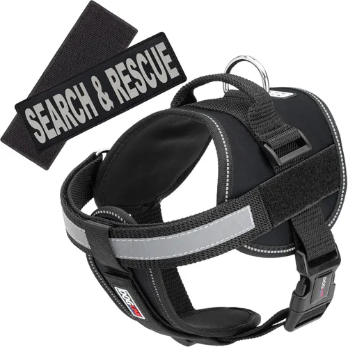 Miniatura 4 de Dogline Unimax - Arnés multiusos para perros y 2 parches extraíbles de búsqueda y rescate, pequeño, color negro