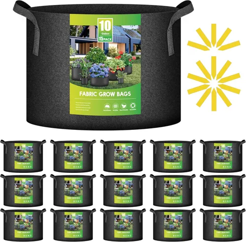 Miniatura 12 de iPower Paquete de 24 bolsas de cultivo de aireación gruesa de 7 galones, macetas de tela no tejida con asas de correa, contenedor para jardinería