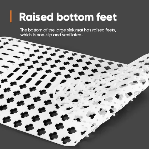 Miniatura 5 de Moryimi Alfombrilla Grande de Silicona Blanca para Fregadero y Protector con Orificios de Drenaje Recortados para Fregaderos de Cocina Estilo Granja