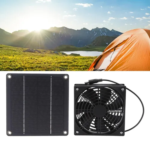 Miniatura 4 de Cryfokt Ventilador de escape impermeable con energía solar, kit de ventilador de panel solar para exteriores, ventilador portátil con cable de 39