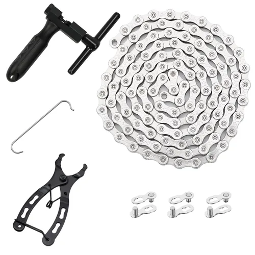 Miniatura 13 de Kit de Cadena de Bicicleta, Kit de Reparación Multifuncional para Mecánico de Bicicleta de Velocidad Única, Rompecadenas y Alicates de Eslabón