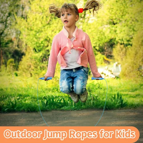 Miniatura 5 de 30 cuerdas de saltar para niños, cuerdas de saltar coloridas para niños, cuerdas de saltar de plástico de 7.2 pies, cuerda de saltar ajustable