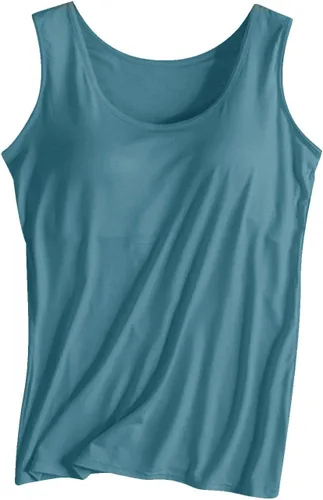 Miniatura 17 de Camiseta sin mangas con brasier integrado para mujer, sin mangas, correa ancha, ropa de dormir básica, para entrenamiento, yoga, camisola acolchada