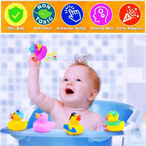 Miniatura 4 de Patos de goma para niños, juguetes de baño para bebés, patos flotadores para niños pequeños, accesorios para duchas, juguetes para el aula