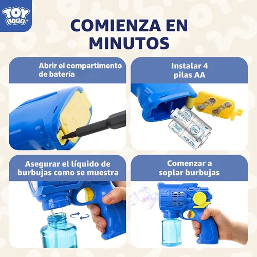 Miniatura 5 de TOY Life Paquete de 3 pistolas de burbujas para niños, soplador automático de burbujas, a prueba de fugas y ligeras, juguetes de verano al aire