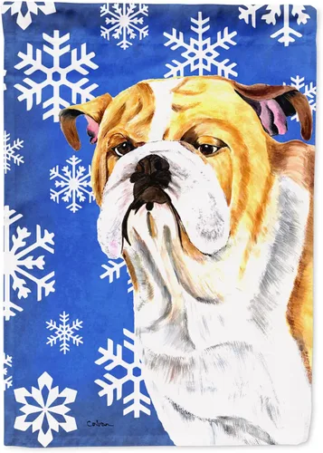 Miniatura 84 de Caroline's Treasures SC9374GF Bulldog English Snow flakes Holiday Garden Flag Buzón Bandera decorativa para patio exterior, patio, obras de arte