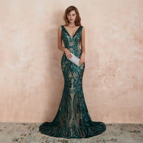 Miniatura 2 de Engerla Vestidos de noche con cuello en V de sirena, vestidos de baile de graduación, vestido de fiesta para mujer, vestidos de celebridades