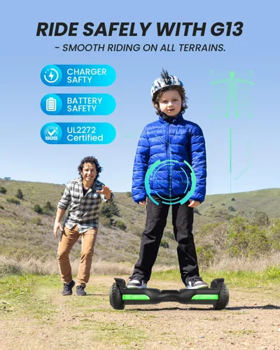 Miniatura 4 de Gyroor Scooter de equilibrio automático G13 todo terreno con luces LED, autoequilibrio todoterreno con Bluetooth para niños de 6 a 12 años y Negro