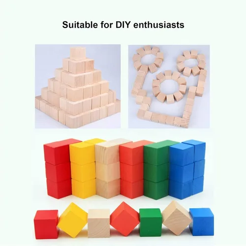 Miniatura 3 de Cubos de madera, 100 unidades, bloques de madera de 0.4 in, cubos de madera sin terminar, pequeños bloques cuadrados de madera para manualidades