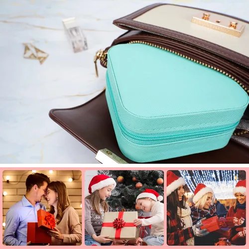 Miniatura 5 de Pequeñas cajas de joyería de viaje, organizador de joyas portátil, cajas de almacenamiento para aretes, anillos, collares, cajas de joyería