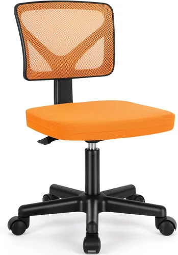Miniatura 9 de Sweetcrispy Silla de oficina, ergonómica, de malla con respaldo bajo, giratorias, con ruedas, asiento cómodo sin brazos, soporte lumbar para el Azul