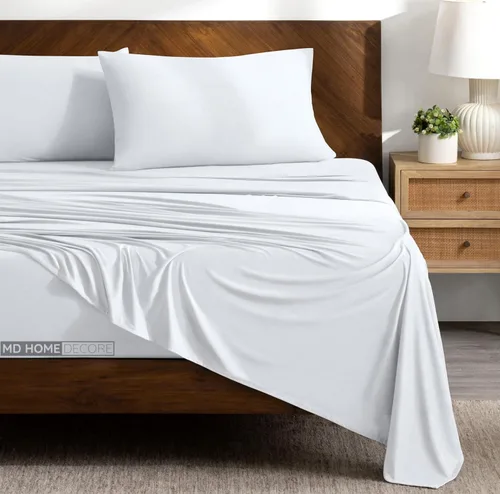 Miniatura 14 de Juego de sábanas tamaño matrimonial con bolsillo extra profundo, juego de ropa de cama de 4 piezas, 100% algodón egipcio, alta densidad de hilos