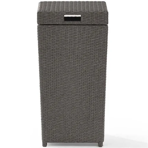 Miniatura 3 de Pemberly Row Cubo de basura de mimbre para patio en gris desgastado Gris envejecido