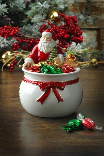 Miniatura 2 de Cuenco de dulces de árbol de Navidad Spode - Cuenco de cerámica de 19 cm para dulces, nueces, arreglo floral, decoración navideña - Diseño