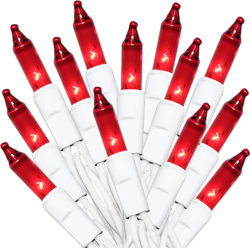 Miniatura 8 de MULTI-SPARKING Guirnalda de luces de Navidad rosadas, 35 unidades, incandescentes, mini luces de Navidad rosadas para árboles pequeños