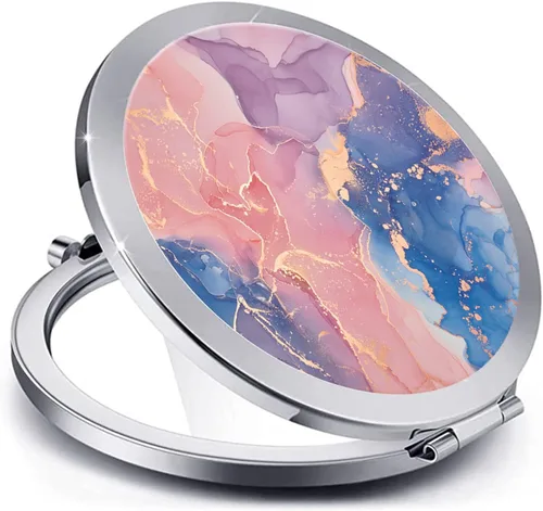 Miniatura 17 de Espejo compacto para mujeres, mini espejo redondo de maquillaje de viaje de bolsillo, bonito espejo de bolsillo plegable portátil pequeño para Flor